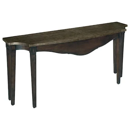 Console Table with Oxidized Steel-Wrapped Top